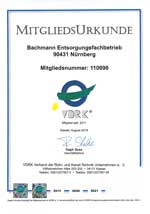 Mitgliedsurkunde Verband Rohr-und Kanaltechnik
